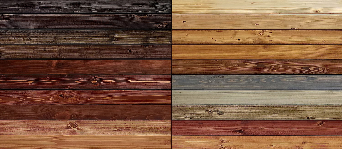 Different shades of wood stain colors