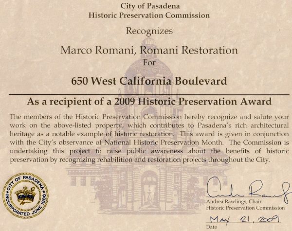 Historic Preservation Award